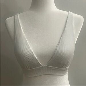 Women's Ribbed white triangle bikini top